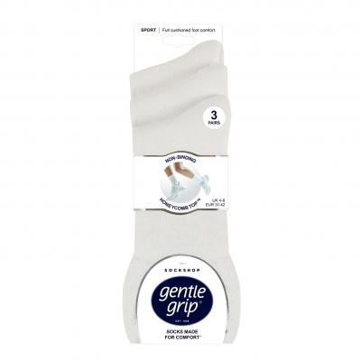 GENTLE GRIP-nesvíravý lem: Dámské froté ponožky, volný lem GENTLE GRIP SOLRS102 vel. 37-42, bílé